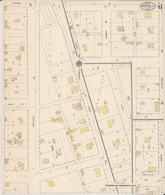 Sanborn Fire Insurance Map from Buffalo, Johnson County, Wyoming (1912), Sheet #0006 - Historic Sanborn Fire Insurance Map Print, vintage old map wall art, antique decor, genealogy gift, Wyoming Wyoming map