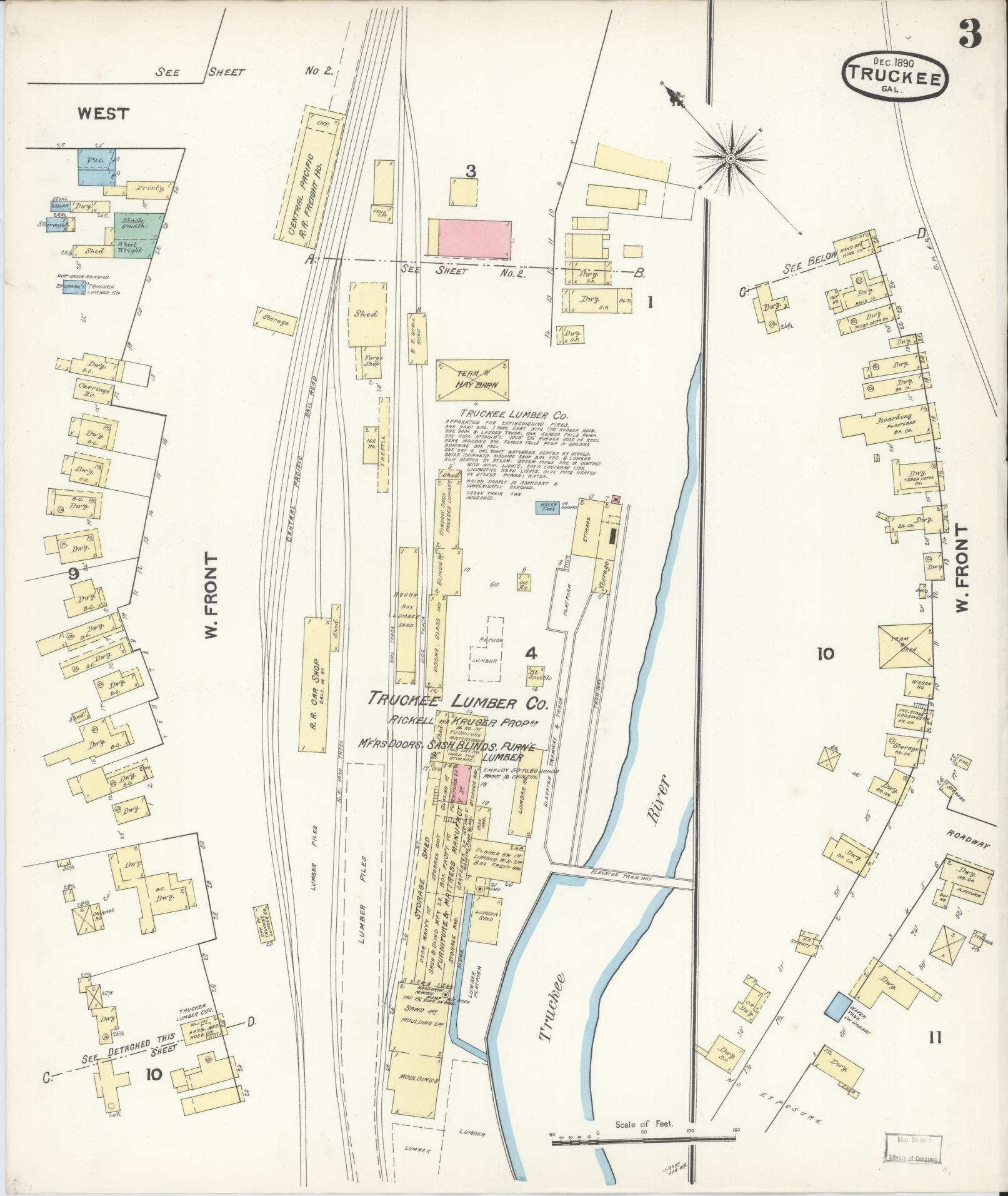 Sanborn Fire Insurance Map from Truckee, Nevada County, California (1890), Sheet #0003 - Complete Map Set gallery image, historic Sanborn map, vintage wall art, Truckee Nevada