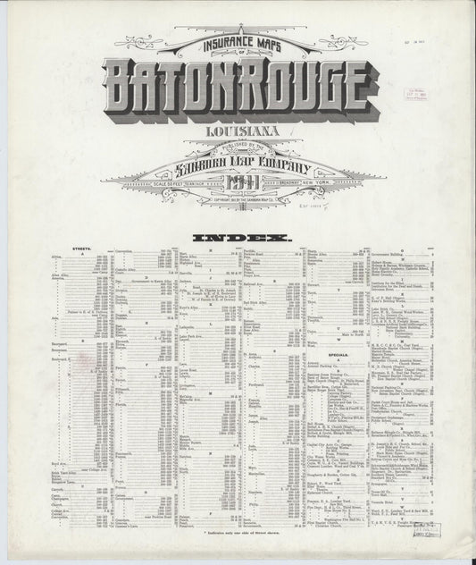 Sanborn Fire Insurance Map from Baton Rouge, East Baton Rouge Parish, Louisiana (1911), Sheet #0001 - Historic Sanborn Fire Insurance Map Print, vintage old map wall art, antique decor, genealogy gift, Louisiana Louisiana map
