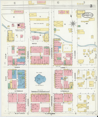 Sanborn Fire Insurance Map from Waxahachie, Ellis County, Texas (1904), Sheet #0003 - Complete Map Set gallery image, historic Sanborn map, vintage wall art, Texas Texas