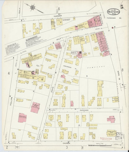 Sanborn Fire Insurance Map from Westboro, Worcester County, Massachusetts (1913), Sheet #0005 - Complete Map Set gallery image, historic Sanborn map, vintage wall art, Massachusetts Massachusetts