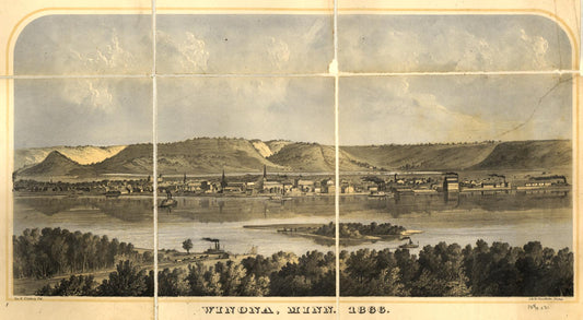 Map of Winona County, Minnesota. 1867. (1867) – Historic Bird’s-Eye View Panorama Print