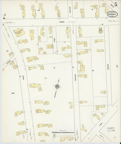 Sanborn Fire Insurance Map from Norway, Oxford County, Maine (1913), Sheet #0005 - Complete Map Set gallery image, historic Sanborn map, vintage wall art, Maine Maine