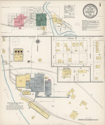 Sanborn Fire Insurance Map from Concrete, Skagit County, Washington (1912), Sheet #0001 - Complete Map Set gallery image, historic Sanborn map, vintage wall art, Washington Washington