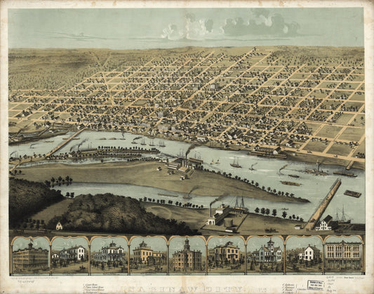 Saginaw City [Michigan 1867] (1867) – Historic Bird’s-Eye View Panorama Print