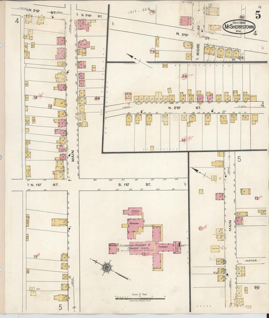 Sanborn Fire Insurance Map from McSherrystown, Adams County, Pennsylvania (1940), Sheet #0005 - Historic Sanborn Fire Insurance Map Print, vintage old map wall art, antique decor, genealogy gift, Pennsylvania Pennsylvania map
