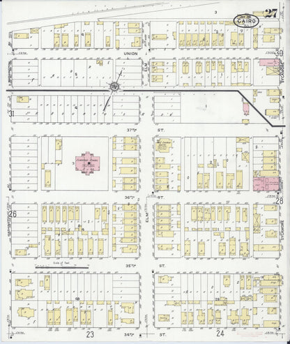 Sanborn Fire Insurance Map from Cairo, Alexander County, Illinois (1914), Sheet #0027 - Complete Map Set gallery image, historic Sanborn map, vintage wall art, Illinois Illinois