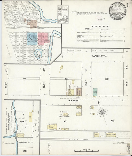 Sanborn Fire Insurance Map from Corinne, Box Elder County, Utah (1890), Sheet #0001 - Complete Map Set gallery image, historic Sanborn map, vintage wall art, Utah Utah