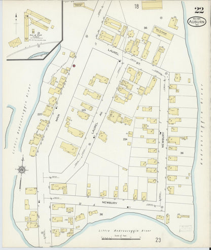 Sanborn Fire Insurance Map from Auburn, Androscoggin County, Maine (1914), Sheet #0022 - Complete Map Set gallery image, historic Sanborn map, vintage wall art, Maine Maine