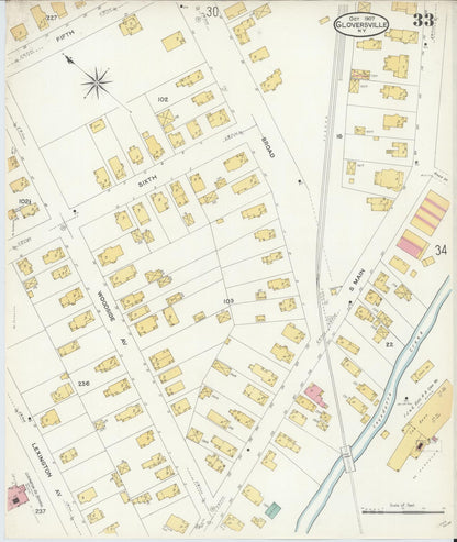 Sanborn Fire Insurance Map from Gloversville, Fulton County, New York (1907), Sheet #0033 - Complete Map Set gallery image, historic Sanborn map, vintage wall art, New York New York