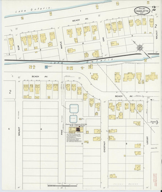 Sanborn Fire Insurance Map from Charlotte, Monroe County, New York (1912), Sheet #0002 - Historic Sanborn Fire Insurance Map Print, vintage old map wall art, antique decor, genealogy gift, New York New York map