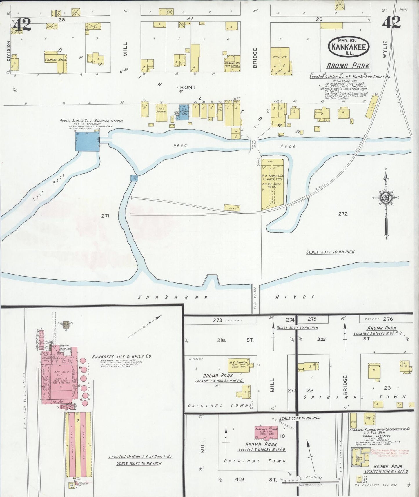 Sanborn Fire Insurance Map from Kankakee, Kankakee County, Illinois (1930), Sheet #0042 - Historic Sanborn Fire Insurance Map Print, vintage old map wall art, antique decor, genealogy gift, Illinois Illinois map