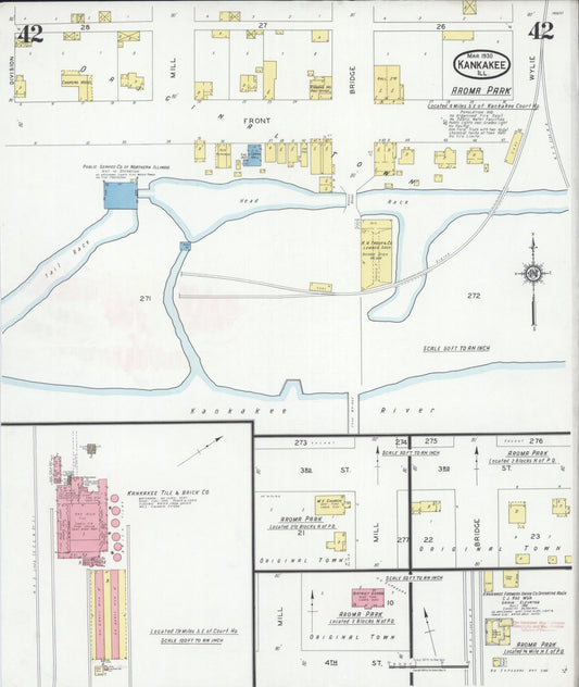 Sanborn Fire Insurance Map from Kankakee, Kankakee County, Illinois (1930), Sheet #0042 - Historic Sanborn Fire Insurance Map Print, vintage old map wall art, antique decor, genealogy gift, Illinois Illinois map