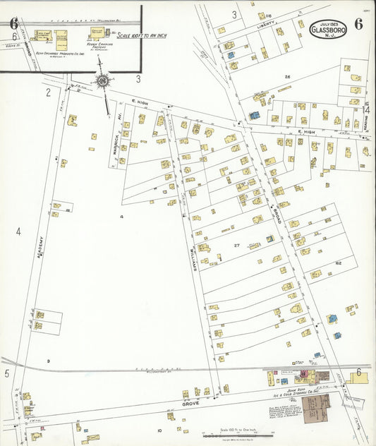 Sanborn Fire Insurance Map from Glassboro, Gloucester County, New Jersey (1923), Sheet #0006 - Historic Sanborn Fire Insurance Map Print, vintage old map wall art, antique decor, genealogy gift, New Jersey New Jersey map