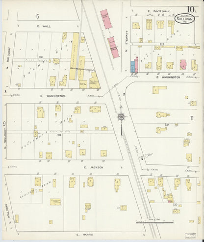 Sanborn Fire Insurance Map from Sullivan, Sullivan County, Indiana (1913), Sheet #0010 - Complete Map Set gallery image, historic Sanborn map, vintage wall art, Indiana Indiana