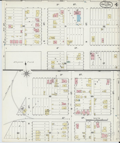 Sanborn Fire Insurance Map from Salida, Chaffee County, Colorado (1890), Sheet #0004 - Complete Map Set gallery image, historic Sanborn map, vintage wall art, Colorado Colorado
