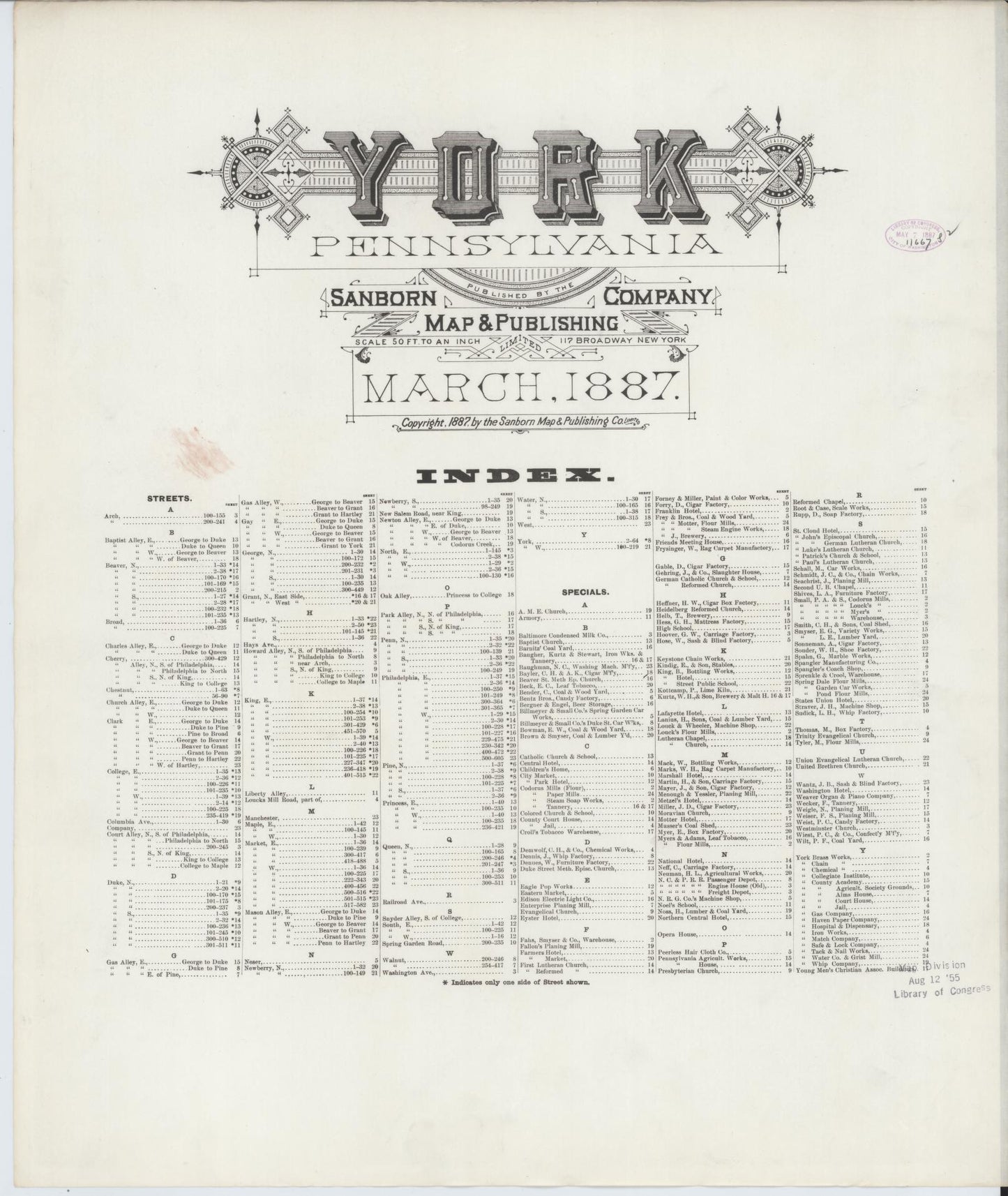 Sanborn Fire Insurance Map from York, York County, Pennsylvania. (1887) – Historic Sanborn Fire Insurance Map Print