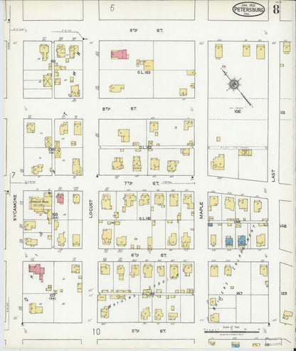 Sanborn Fire Insurance Map from Petersburg, Pike County, Indiana (1921), Sheet #0008 - Complete Map Set gallery image, historic Sanborn map, vintage wall art, Indiana Indiana