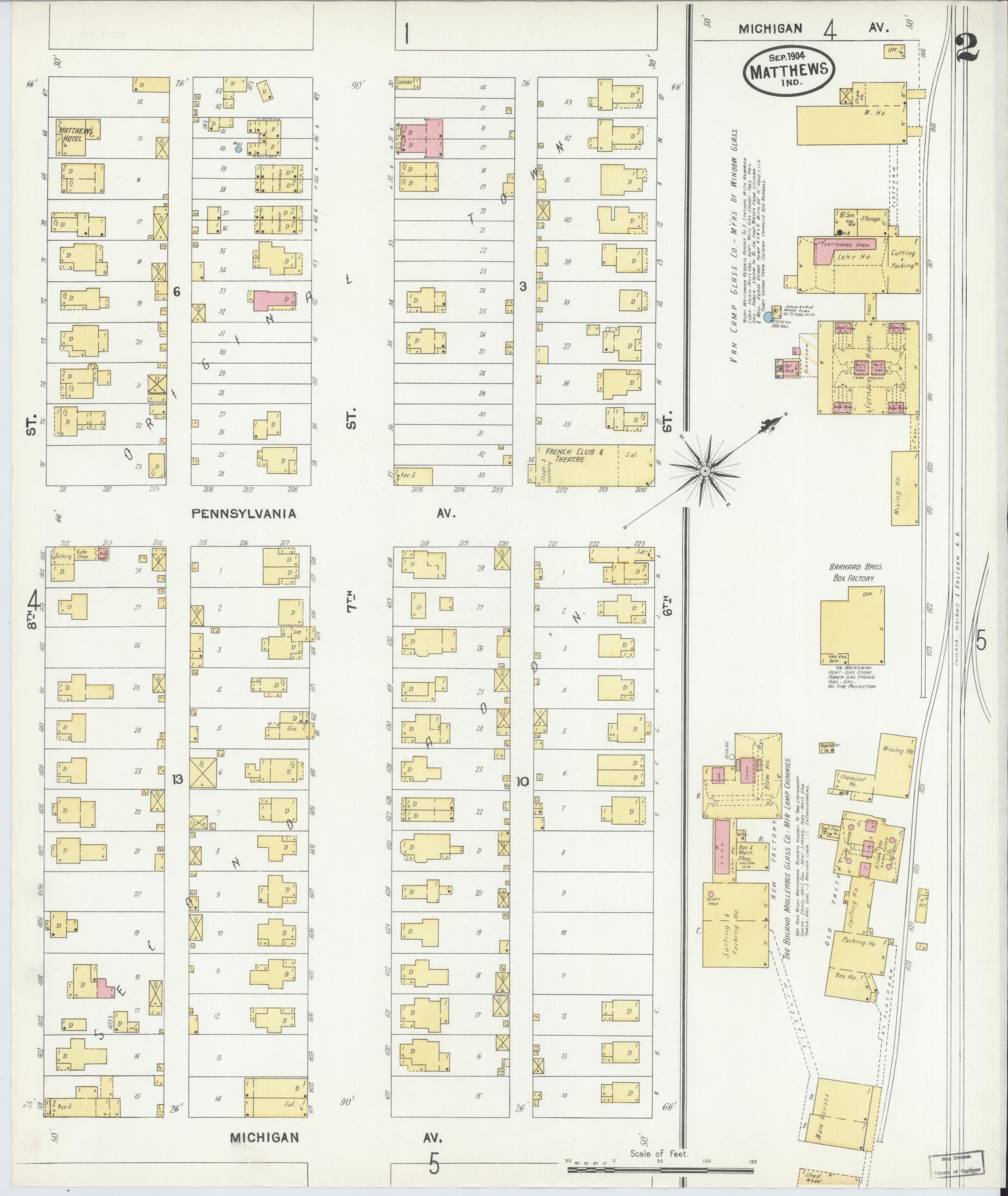 Sanborn Fire Insurance Map from Matthews, Grant County, Indiana (1904), Sheet #0002 - Complete Map Set gallery image, historic Sanborn map, vintage wall art, Indiana Indiana