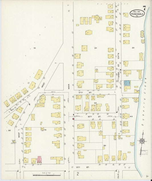 Sanborn Fire Insurance Map from Honesdale, Wayne County, Pennsylvania (1912), Sheet #0007 - Historic Sanborn Fire Insurance Map Print, vintage old map wall art, antique decor, genealogy gift, Pennsylvania Pennsylvania map