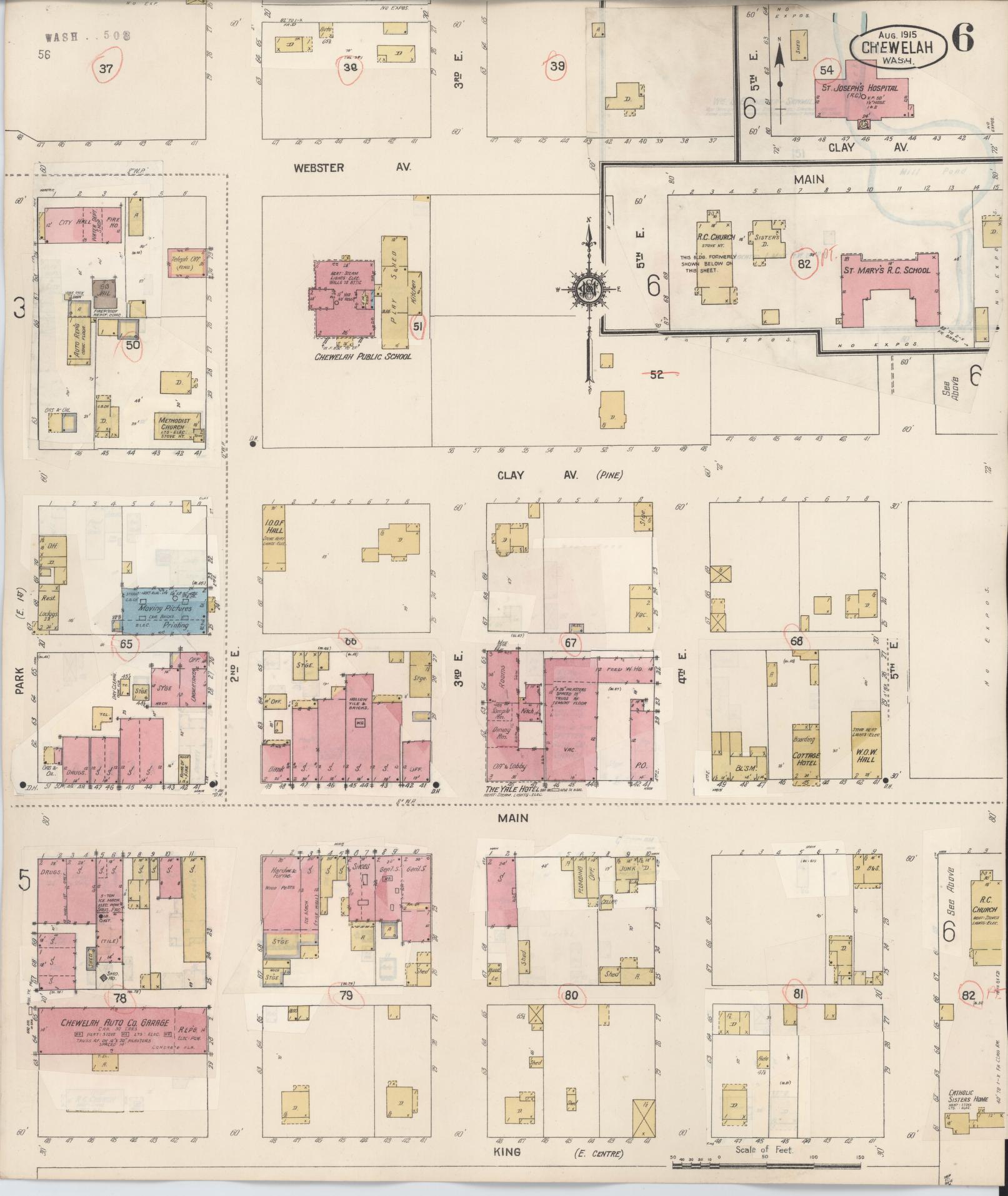 Sanborn Fire Insurance Map from Chewelah, Stevens County, Washington (1932), Sheet #0006 - Complete Map Set gallery image, historic Sanborn map, vintage wall art, Washington Washington