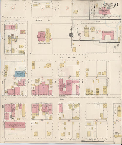 Sanborn Fire Insurance Map from Chewelah, Stevens County, Washington (1932), Sheet #0006 - Complete Map Set gallery image, historic Sanborn map, vintage wall art, Washington Washington