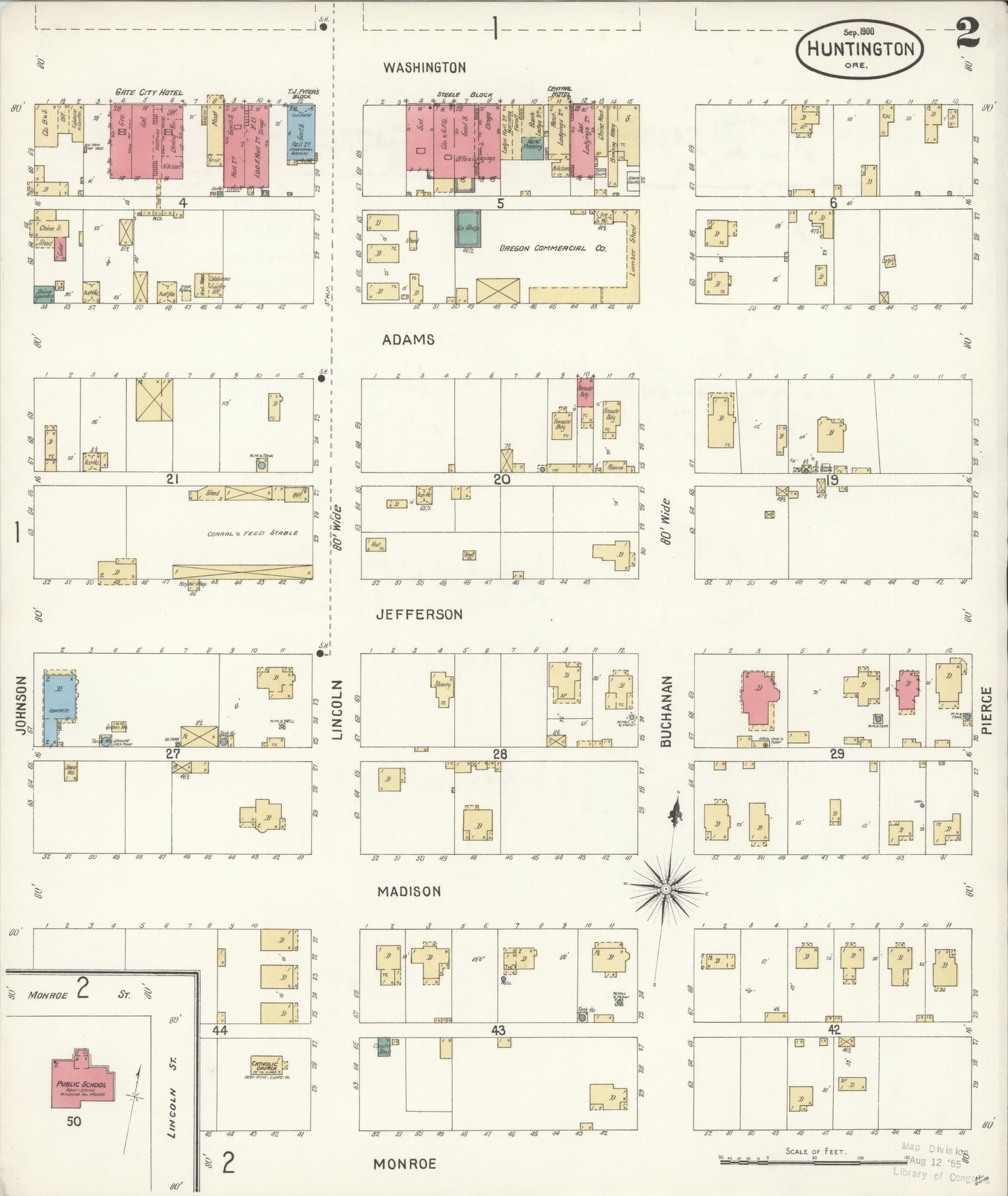Sanborn Fire Insurance Map from Huntington, Baker County, Oregon (1900), Sheet #0002 - Complete Map Set gallery image, historic Sanborn map, vintage wall art, Oregon Oregon