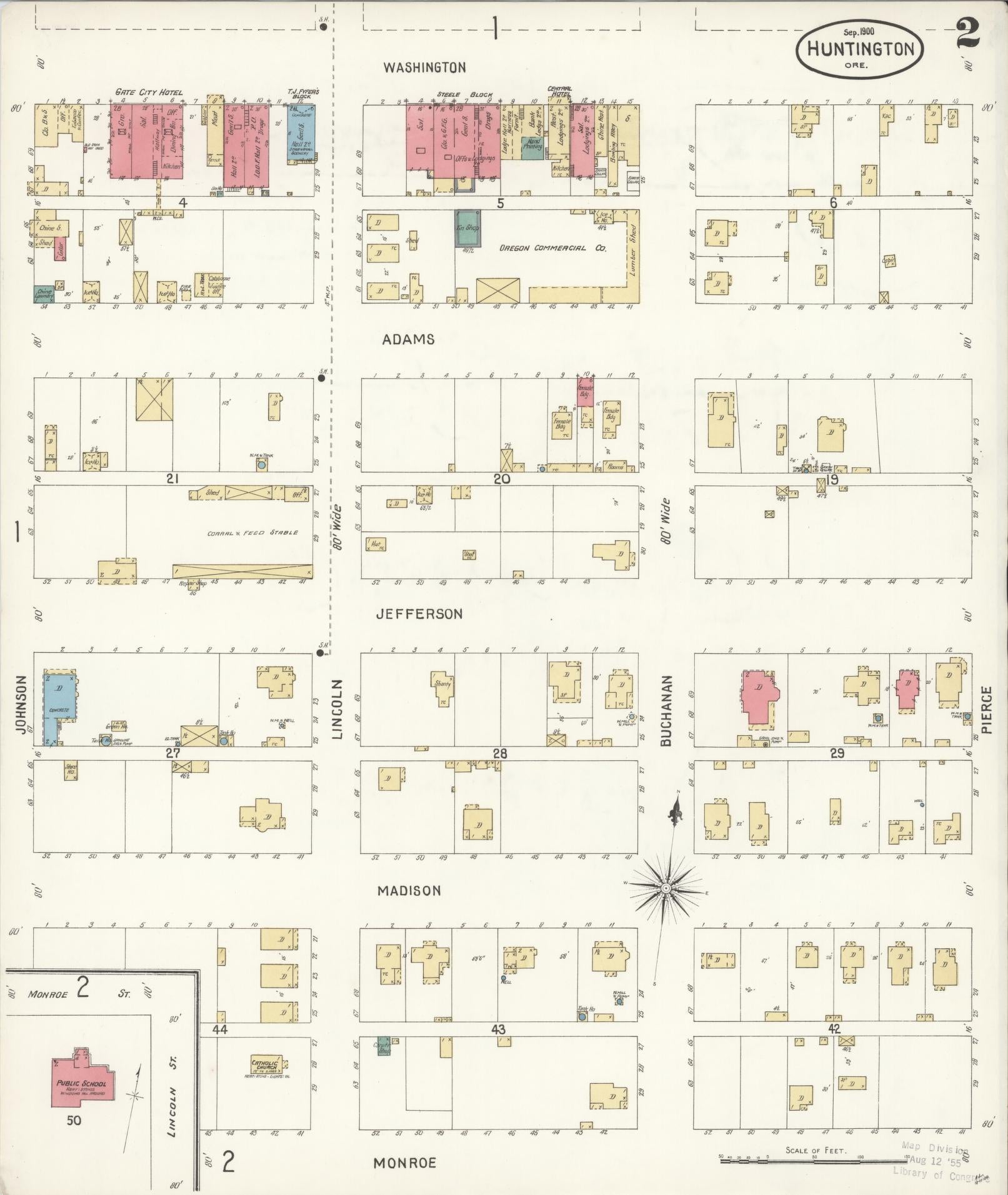 Sanborn Fire Insurance Map from Huntington, Baker County, Oregon (1900), Sheet #0002 - Complete Map Set gallery image, historic Sanborn map, vintage wall art, Oregon Oregon