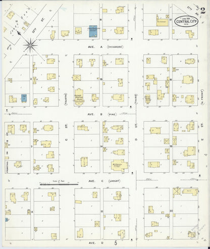 Sanborn Fire Insurance Map from Central City, Merrick County, Nebraska (1909), Sheet #0002 - Complete Map Set gallery image, historic Sanborn map, vintage wall art, Nebraska Nebraska