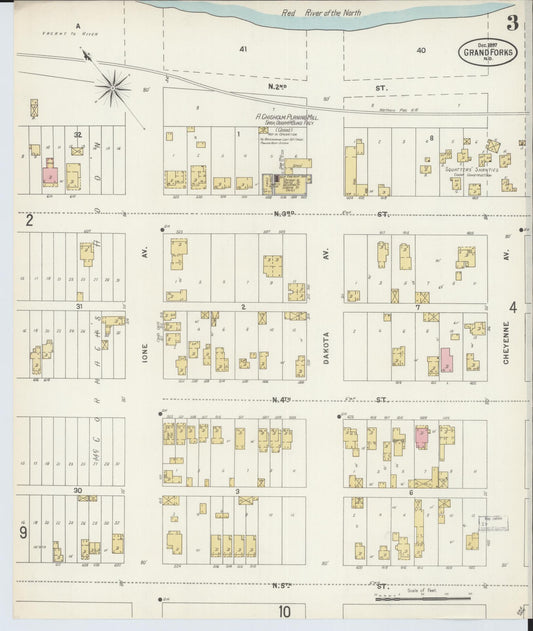 Sanborn Fire Insurance Map from Grand Forks, Grand Forks County, North Dakota (1897), Sheet #0003 - Historic Sanborn Fire Insurance Map Print, vintage old map wall art, antique decor, genealogy gift, North Dakota North Dakota map