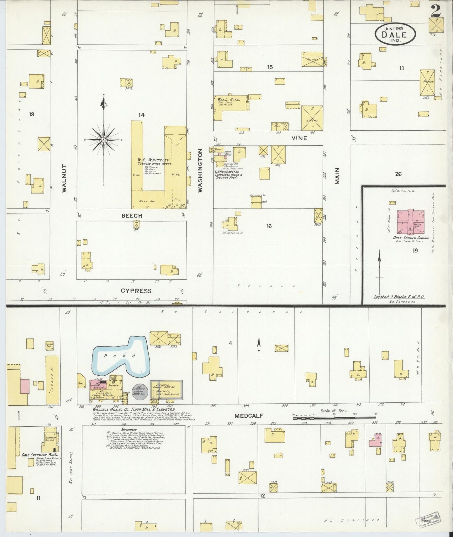 Sanborn Fire Insurance Map from Dale, Spencer County, Indiana (1909), Sheet #0002 - Complete Map Set gallery image, historic Sanborn map, vintage wall art, Indiana Indiana