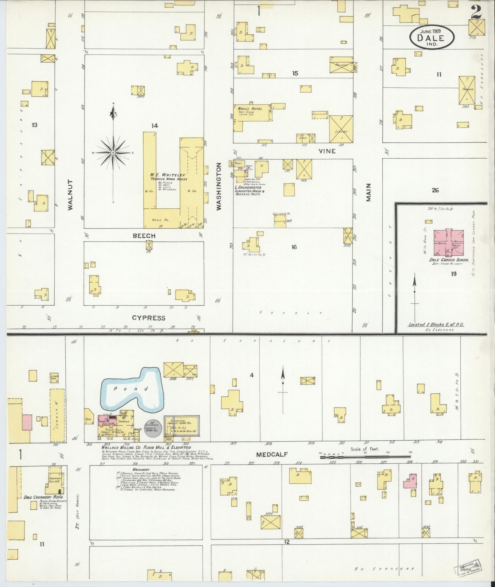 Sanborn Fire Insurance Map from Dale, Spencer County, Indiana (1909), Sheet #0002 - Complete Map Set gallery image, historic Sanborn map, vintage wall art, Indiana Indiana