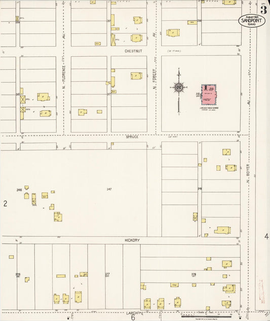 Sanborn Fire Insurance Map from Sandpoint, Bonner County, Idaho (1921), Sheet #0003 - Historic Sanborn Fire Insurance Map Print, vintage old map wall art, antique decor, genealogy gift, Idaho Idaho map