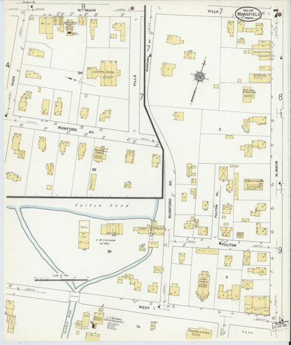 Sanborn Fire Insurance Map from Mansfield, Bristol County, Massachusetts (1911), Sheet #0007 - Complete Map Set gallery image, historic Sanborn map, vintage wall art, Massachusetts Massachusetts