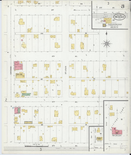 Sanborn Fire Insurance Map from Minier, Tazewell County, Illinois (1906), Sheet #0003 - Historic Sanborn Fire Insurance Map Print, vintage old map wall art, antique decor, genealogy gift, Illinois Illinois map