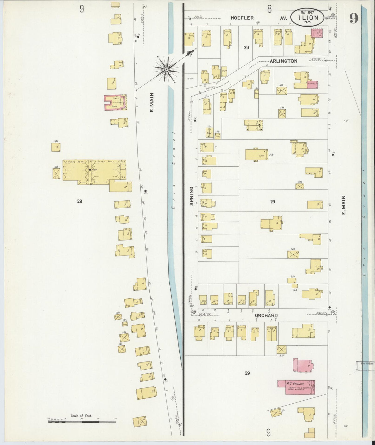 Sanborn Fire Insurance Map from Ilion, Herkimer County, New York (1907), Sheet #0009 - Complete Map Set gallery image, historic Sanborn map, vintage wall art, New York New York