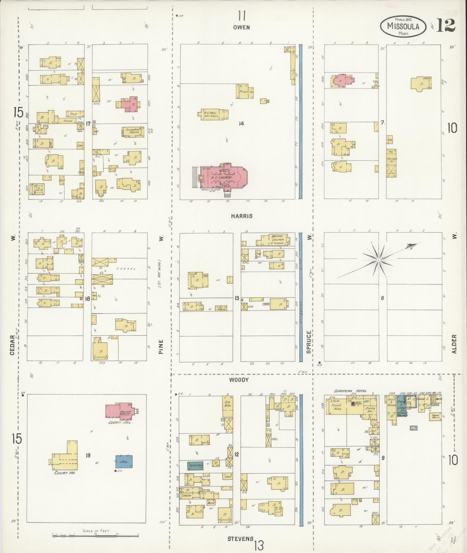 Sanborn Fire Insurance Map from Missoula, Missoula County, Montana (1902), Sheet #0012 - Complete Map Set gallery image, historic Sanborn map, vintage wall art, Montana Montana