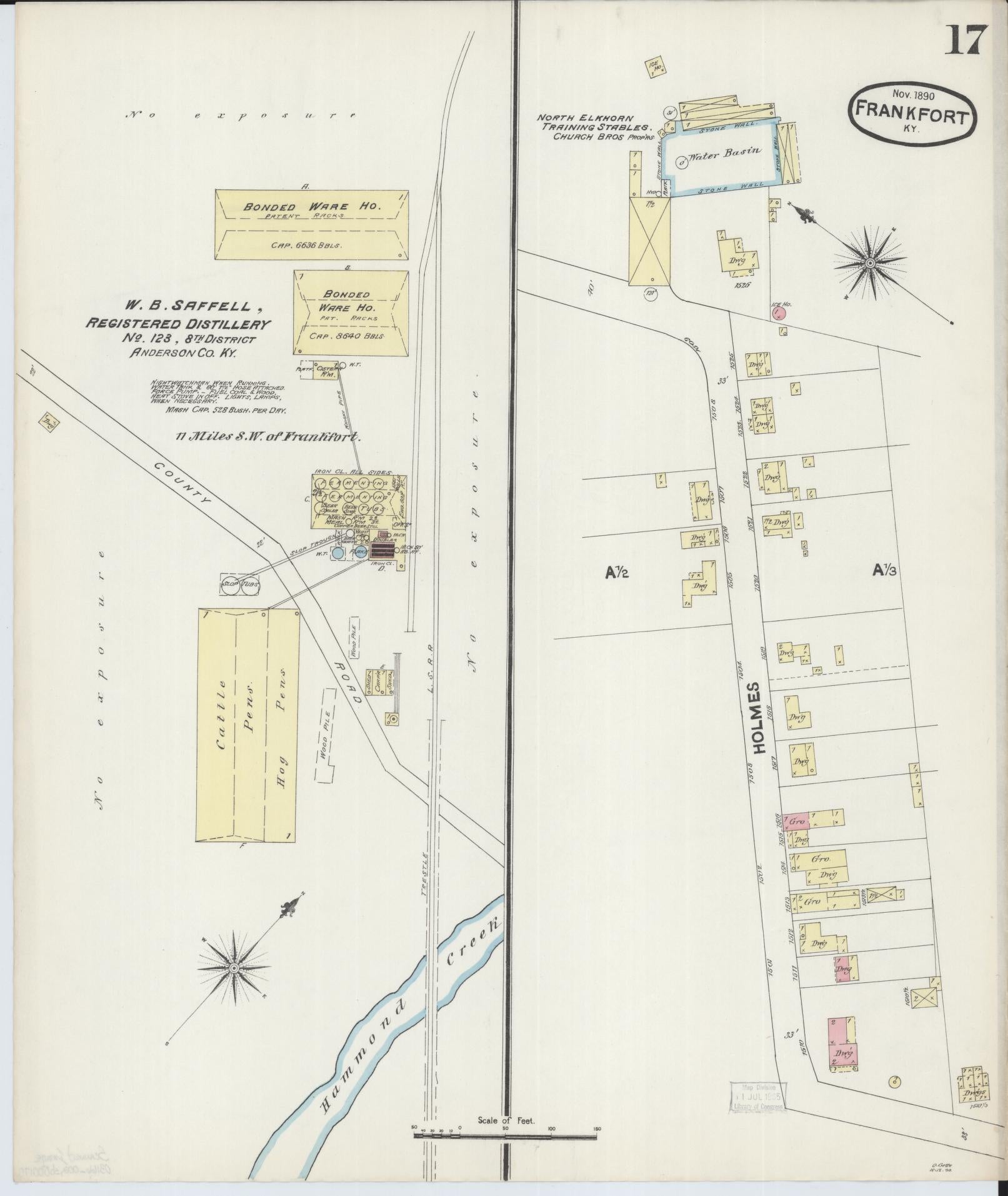Sanborn Fire Insurance Map from Frankfort, Franklin County, Kentucky (1890), Sheet #0017 - Historic Sanborn Fire Insurance Map Print, vintage old map wall art, antique decor, genealogy gift, Kentucky Kentucky map