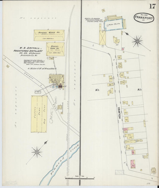 Sanborn Fire Insurance Map from Frankfort, Franklin County, Kentucky (1890), Sheet #0017 - Historic Sanborn Fire Insurance Map Print, vintage old map wall art, antique decor, genealogy gift, Kentucky Kentucky map