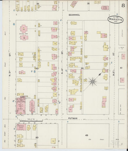 Sanborn Fire Insurance Map from Marietta, Washington County, Ohio (1890), Sheet #0008 - Complete Map Set gallery image, historic Sanborn map, vintage wall art, Ohio Ohio