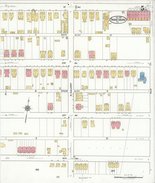 Sanborn Fire Insurance Map from Parkesburg, Chester County, Pennsylvania (1921), Sheet #0005 - Historic Sanborn Fire Insurance Map Print, vintage old map wall art, antique decor, genealogy gift, Pennsylvania Pennsylvania map