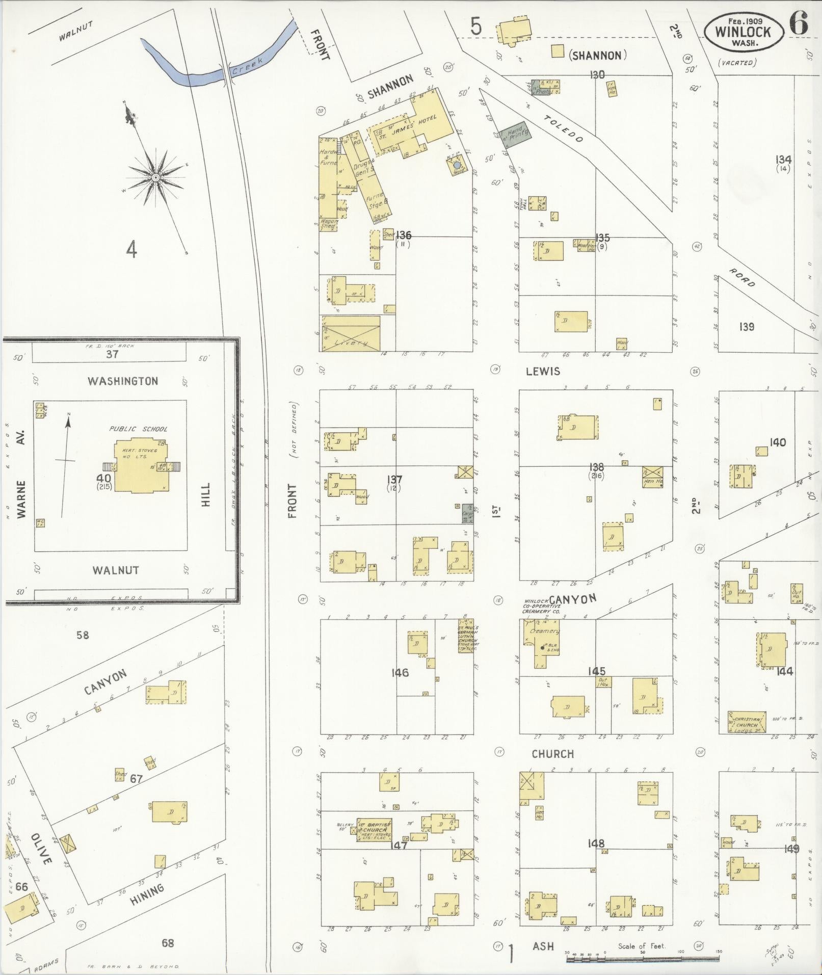 Sanborn Fire Insurance Map from Winlock, Lewis County, Washington (1909), Sheet #0006 - Complete Map Set gallery image, historic Sanborn map, vintage wall art, Washington Washington