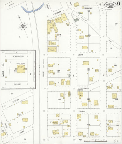 Sanborn Fire Insurance Map from Winlock, Lewis County, Washington (1909), Sheet #0006 - Complete Map Set gallery image, historic Sanborn map, vintage wall art, Washington Washington