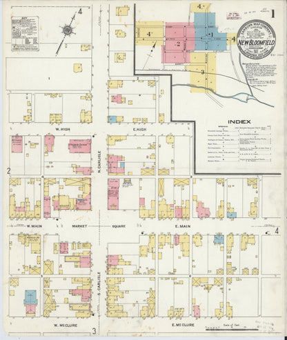 Sanborn Fire Insurance Map from New Bloomfield, Perry County, Pennsylvania (1911), Sheet #0001 - Historic Sanborn Fire Insurance Map Print, vintage old map wall art, antique decor, genealogy gift, Pennsylvania Pennsylvania map