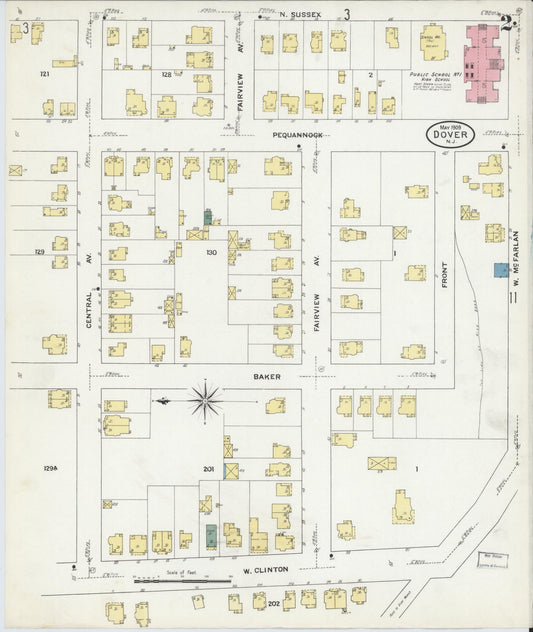 Sanborn Fire Insurance Map from Dover, Morris County, New Jersey (1909), Sheet #0002 - Complete Map Set gallery image, historic Sanborn map, vintage wall art, New Jersey New Jersey