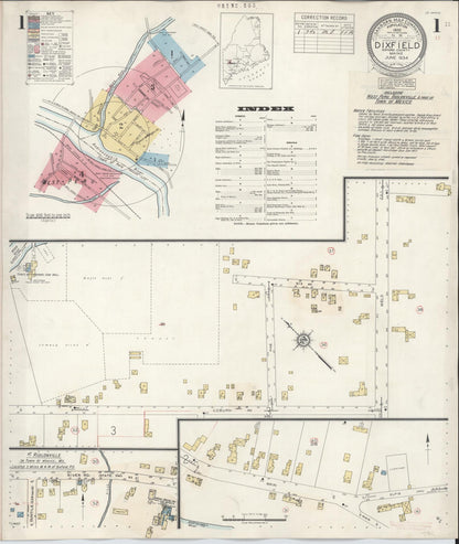 Sanborn Fire Insurance Map from Dixfield, Oxford County, Maine (1942), Sheet #0001 - Complete Map Set gallery image, historic Sanborn map, vintage wall art, Maine Maine
