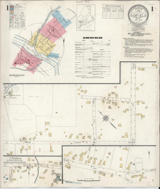 Sanborn Fire Insurance Map from Dixfield, Oxford County, Maine (1942), Sheet #0001 - Complete Map Set gallery image, historic Sanborn map, vintage wall art, Maine Maine