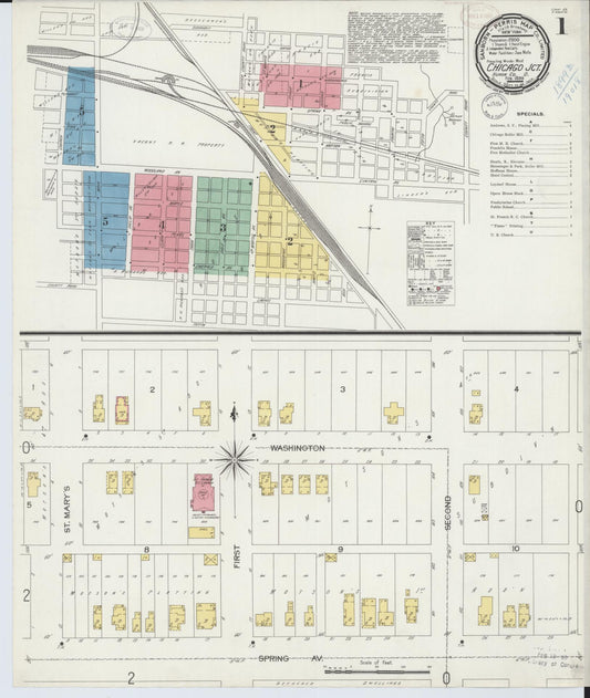 Sanborn Fire Insurance Map from Chicago Junction, Huron County, Ohio (1899), Sheet #0001 - Complete Map Set gallery image, historic Sanborn map, vintage wall art, Ohio Ohio