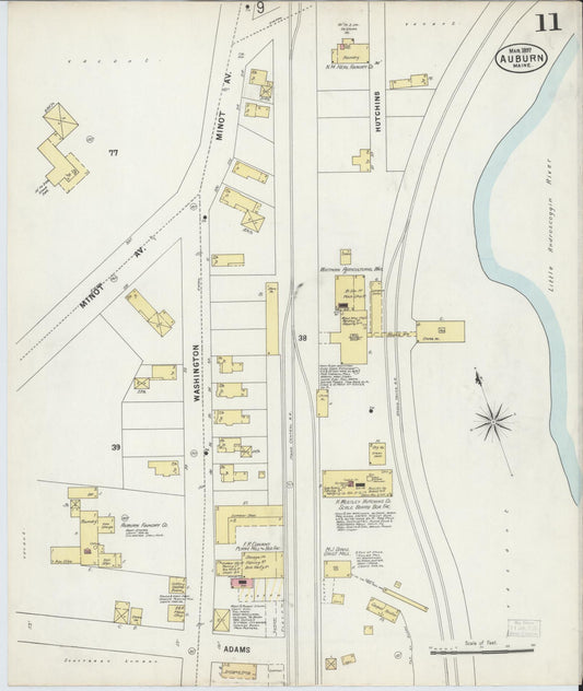 Sanborn Fire Insurance Map from Auburn, Androscoggin County, Maine (1897), Sheet #0011 - Historic Sanborn Fire Insurance Map Print, vintage old map wall art, antique decor, genealogy gift, Maine Maine map