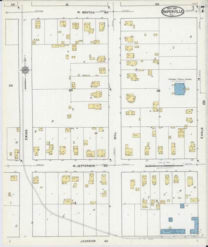 Sanborn Fire Insurance Map from Naperville, Du Page County, Illinois (1921), Sheet #0007 - Complete Map Set gallery image, historic Sanborn map, vintage wall art, Illinois Illinois